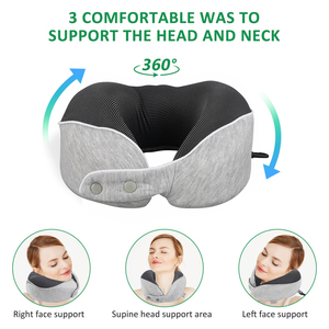 Almohada de cuello de viaje de espuma viscoelástica, función de soporte ergonómico 360 para viajar con almohada, máscara, tapones para los oídos, bolsa de almacenamiento sin látex - Product Image 5