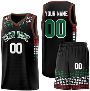 Ensemble d'uniformes de basket-ball personnalisés noir et bleu par sublimation, maillot et short réversibles en mesh, tenue d'équipe - Product Image 2