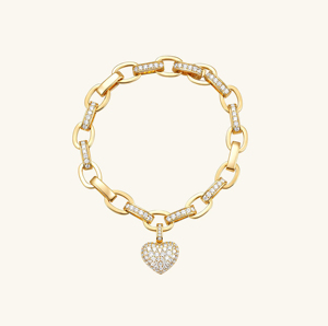 Bracelet chaîne avec pendentif cœur doré, bracelet cœur en cristal CZ étincelant pour femme, bracelet à maillons, cadeau pour petite amie - Product Image 2