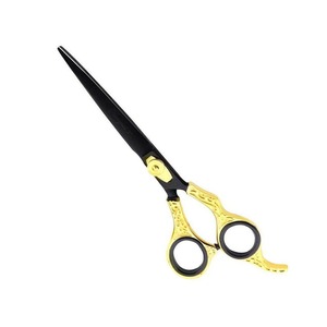 Compra directa Tijeras de estilismo para peluquero con mango elegante Hoja afilada recubierta de acero negro metálico con reposapiés fijo - Product Image 4