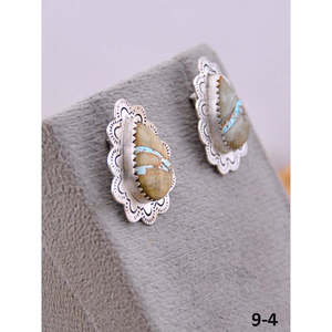 Boucles d'oreilles pendantes artisanales en turquoise Royston et argent sterling, forme goutte d'eau avec sertissage clos, style Southwest - Product Image 3