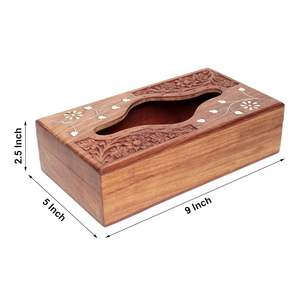 Soporte de caja de pañuelos de madera con acabado natural de 6 pulgadas x 4 pulgadas x 4 pulgadas para fiestas, bodas, regalos de Diwali - Product Image 3