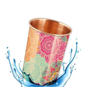 Verre en cuivre imprimé décoratif avec design mandala complexe pour la maison et la table de bureau au prix de gros - Product Image 1