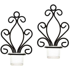 Elegante candelabro de pared, soporte de luz de té para decoración de sala de estar, luz de decoración colgante de pared de hierro de Metal negro de la más alta calidad - Product Image 5