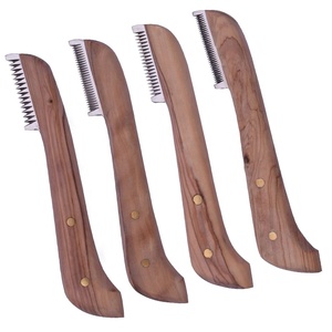 หวีมีดสำหรับสุนัขหวีหยาบขนาดกลางปรับพิเศษหวีตัดขนสัตว์เลี้ยงแมว/สุนัขเครื่องมือทำความสะอาดสัตว์เลี้ยงด้ามไม้ - Product Image 1