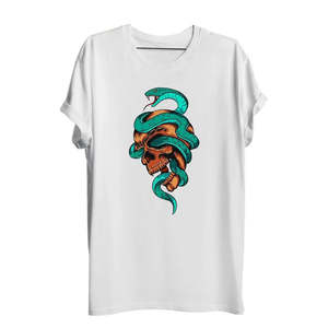 เสื้อยืดฟิตเนสลายงูโครงกระดูกนกกระเรียน พิมพ์ลายบนผ้าเจอร์ซีย์ น้ำหนัก 200-300 กรัม วิธีการพิมพ์แบบสกรีน - Product Image 1