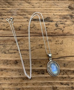 Elegante collar con colgante de piedra lunar arcoíris de corte ovalado de Plata de Ley 925 para mujer, regalo perfecto, dijes, cadena de eslabones, joyería para mujer - Product Image 1