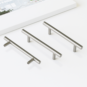 Tiradores de gabinete de barra en T de aleación de zinc y níquel cepillado moderno, tiradores de cajón de tubo para muebles de dormitorio de cocina para uso hospitalario - Product Image 2