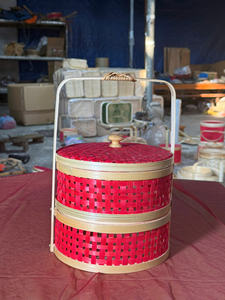 Caja de regalo trenzada de bambú hecha a mano con decoración tejida, tapa de alta calidad para bodas y regalos, hermosas artesanías de bambú - Product Image 2