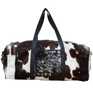 High Quality Genuine Cowhide Leather Hairon Luggage <b>Bag</b> <b>Large</b> Capacity Fashion Duffel Weekender Travel Duffel <b>Bag</b> - Product Image 3