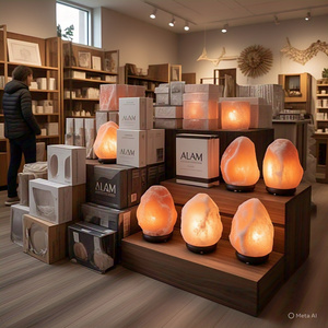 โคมไฟเกลือหิมาลัยธรรมชาติรับรอง GMP 2-3 kg วัสดุอินทรีย์สายไฟฟ้าหลอดไฟตกแต่งบ้านดอกไม้สัตว์ - Product Image 2