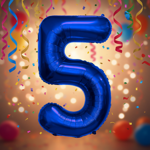 Palloncino Foil Mylar Numero 5 Blu Scuro 1M per Decorazioni Festa - Product Image 3