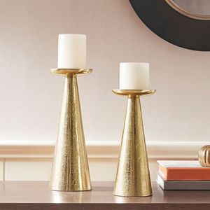 New Indian Handmade Aluminum for <b>Candle</b> Holder Set of 2 Christmas Decorative + Hotel Decor & <b>Candle</b> Stand in <b>Gold</b> Finished - Product Image 2
