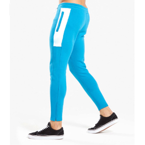 Pantalon de jogging pour homme bleu à taille élastique avec bande latérale et cordon de serrage, décontracté, léger, respirant, en maille - Product Image 2