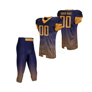 Uniforme de football à séchage rapide avec impression de nom personnalisée et coutures de pantalon renforcées Uniforme de football américain de couleur audacieuse - Product Image 2