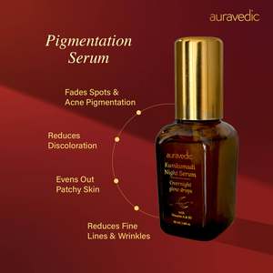 Sérum Kumkumadi 30ml Anti-rides Éclaircissant Hydratant pour le Visage Infusé au Curcuma, Arbutine, Thé Vert, Vitamines E et C - Product Image 3