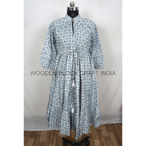 Robe mi-longue pour femmes, manches 3/4, col en V, taille naturelle, dentelle, coupe évasée, robe de mariée décontractée écologique, 100% coton - Product Image 6