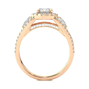 Iced Out 3 Stone Lab Grown Diamond Halo Accent Ring IGI Certified 18K White Gold Diamond Wedding Ring para mujer Joyería - Product Image 2