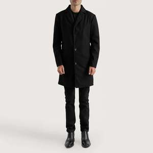 Manteau en laine noire à simple boutonnage pour homme Petrillo - Product Image 3