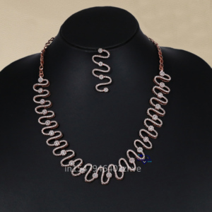 ชุดสร้อยคอและต่างหูทองคำชมพู 14k คลาสสิก สวยงาม ประดับเพชรเลี้ยงในห้องปฏิบัติการ คุณภาพ VVS ชุบโรเดียม เหมาะสำหรับงานแต่งงานและงานหมั้น - Product Image 6