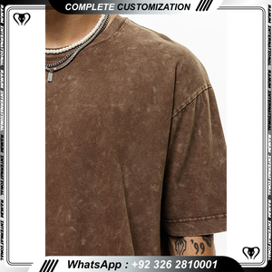 T-Shirts vintage manches courtes lavage à l'acide t-shirt Streetwear coton lourd t-shirts personnalisés de haute qualité - Product Image 4