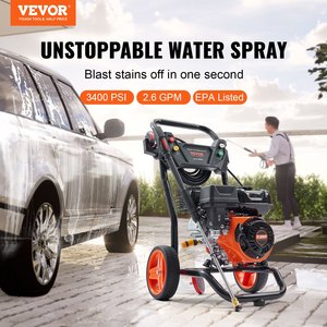 Hidrolavadora a Gasolina VEVOR de 3400 PSI y 2.6 GPM con Bomba de Aluminio, 5 Pistolas de Pulverización y Varilla de Extensión para Tareas de Lavado a Alta Presión - Product Image 2
