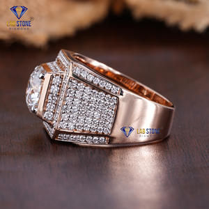 8.0912 TDW Bague en or rose avec diamant taillé rond par Lab-Stone Bague en diamant de couleur EF-VS élégamment conçue - Product Image 3