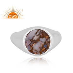 Best Selling Fine Sterling <b>Silver</b> Mojave Copper Ethiopian <b>Opal</b> Gemstone Stackable <b>Ring</b> Custom Jewelry Manufacturer - Product Image 3