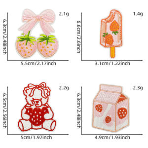 Parches Termoadhesivos de Tela de Lona con Bordado de Corazones y Flores con Temática de Fresa Ecológicos para Accesorios de Ropa y Sombreros - Product Image 4