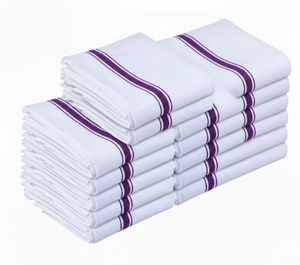 High Quality White Cotton Kitchen Towels Blue Stripe Durable Absorbent Cleaning <b>Cloths</b> for Home and Commercial Use - Product Image 1