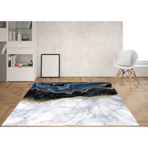Tapis imprimé marbre bleu et noir, tapis d'escalier de bureau au design 3D moderne, tapis en chenille - Product Image 4