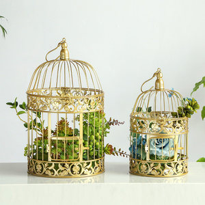 Support à fleurs en <span class=keywords><strong>cage</strong></span> à oiseaux vintage en métal, jardinière décorative en fer, centre de table suspendu pour mariage, <span class=keywords><strong>cage</strong></span> de présentation florale pour jardin de mariage - Product Image 2