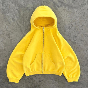 Custom Heavy Weight Blank Oversized Cotton Hoody 600gsm Cropped Puff <b>Crop</b> <b>Top</b> <b>Men</b> Baggy Zip up Boxy Fit Hoodie - Product Image 3