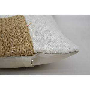 Patrón Vintage Beige Lana Kantha Almohada 12x24 Pulgadas Bordado Tejido Acento Almohada - Product Image 4