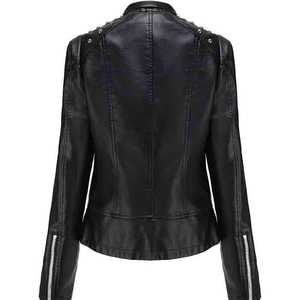 แจ็คเก็ตหนังทรงบอมเบอร์สไตล์พังก์ร็อกเฮฟวีเมทัลสำหรับผู้ชาย  โลโก้ด้านหน้า กันลม เป็นมิตรกับสิ่งแวดล้อม ทรงหลวม บริการ OEM - Product Image 6