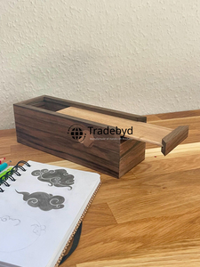 กล่องปากกาขัดเงาแบบทำด้วยมือทำจากไม้เนื้อแข็งที่เก็บของสำหรับมืออาชีพออฟฟิศและโต๊ะทำงานที่บ้าน - Product Image 3
