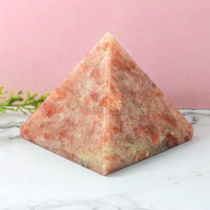 Pirámide de Piedra Solar Natural, Feng Shui, Piedra Preciosa Pulida, Cristal, Decoración Espiritual, Piedra de Meditación, Naranja-Dorada, 50-55mm, Chakralume - Product Image 3