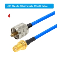Adaptador de Conector PL259 UHF Macho a SMA Macho, Cable RG402 Semiflexible de 50 Ohmios, Cable Coaxial RF, Cable de Extensión