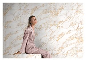 Azulejos de Porcelana Esmaltada Modernos de Diseño Italiano Glamour Gold para Uso en Interiores en Centros Comerciales y Escuelas - Product Image 2