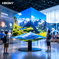 Affichage LED en cube P2.5 sans soudure, angle de vision à 360 degrés, écran LED en cube magique pour exposition technologique, publicité créative HD