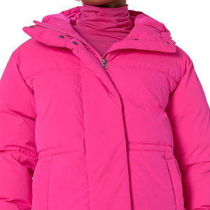 Veste matelassée à capuche pour femme, manteau d'hiver isolé, vêtement d'extérieur chaud et rembourré, élégante veste rose bonbon avec fermeture à boutons-pression - Product Image 3