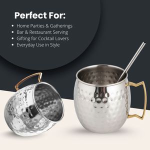 Venta a granel Forro de acero inoxidable Tazas de plata Moscow Mule Mug Barware Set para cócteles Bebidas mixtas Bar Accesorios Juego de regalo - Product Image 5
