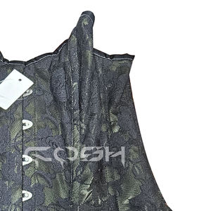 Minivestido Corsé Gótico de Satén Oliva con Encaje y Varillas de Acero Sobre el Busto |   Corsé Victoriano Steampunk para Entrenamiento de Cintura - Product Image 4