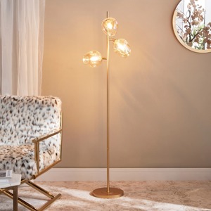 Moderna sala de estar de lujo decoración del hogar elegante forma de hongo lámpara de pie de tela blanca elegante soporte dorado LED para uso en el hogar y la Oficina - Product Image 4