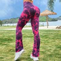 Logo personnalisé imprimé animal cravate teinture évasée taille haute hanche levage grande taille séchage rapide sans couture Yoga Fitness Leggings pour filles