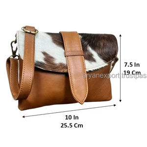 Nouveau sac à bandoulière en cuir de vachette véritable style western, sac à main polyvalent élégant au design unique - Product Image 2