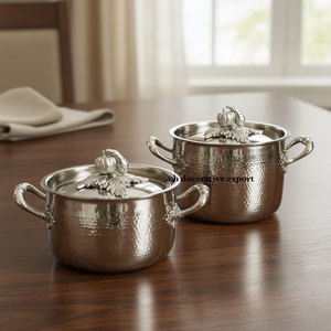 Juego de Ollas de Acero Inoxidable Martillado Artesanal, Ollas para Sopa/Cazuela con Adorno de Calabaza, Ecológicas, Modernas, Europeas, de Alta Gama - Product Image 2