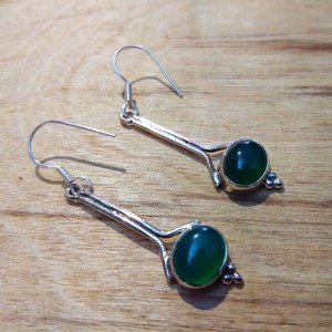 Classic Elegant Gold Plated Brass Metal Dangle Drop <b>Earrings</b> With Natural Gemstone Premium <b>Fine</b> Jewelry At Wholesale Price - Product Image 1