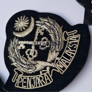 High Quality Custom Made MALAYSIAN 3D Embroidered <b>Silver</b> Badges for Uniforms Coats Jackets-Premium Canvas Fabric - Product Image 6