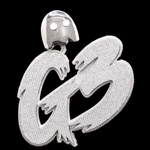 Colgante de nombre personalizado de acero inoxidable plateado con diamantes CZ estilo hip hop - Product Image 1